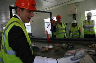 (l-r) Councillor Clyde Loakes, Ray Georgeson and David Sargent at the new MRF picking station